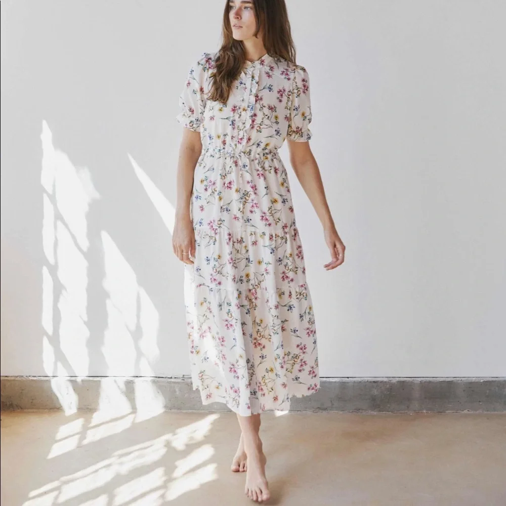 Christy Dawn Elle Dress in Alabaster Garden Silk Size Medium - Picture 1 of 8